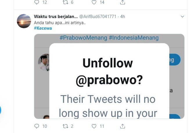 Ketemu Jokowi, Pendukung yang Kecewa Ramai-ramai Blokir Akun Prabowo