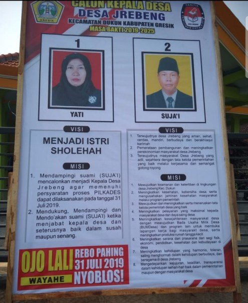 Pasutri Ini Bersaing di Pilkades, Poster Visi Misi Sang Istri Bikin Ngakak