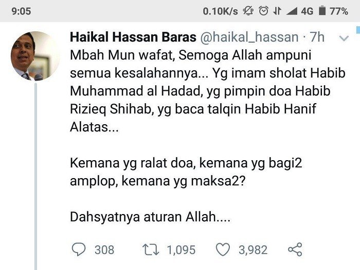 Kritik Hoaks Rizieq di Makam Mbah Moen, Jubir PSI Diblok Haikal Hassan