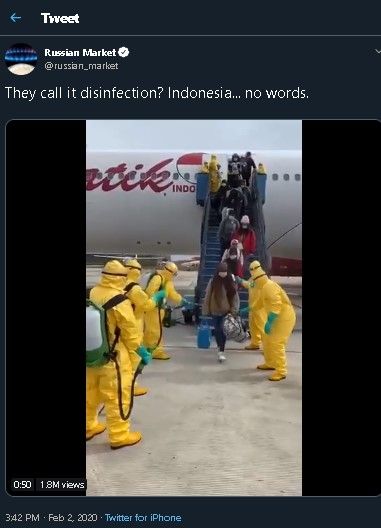 Cara Indonesia Semprot Disinfektan WNI dari Wuhan jadi Sorotan Dunia
