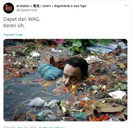 Viral Foto Anies Berendam di Air Penuh Sampah, Pemprov: Keterlaluan!