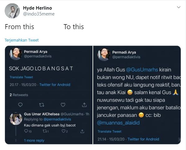 Awalnya Gahar, Abu Janda Jadi Lembek Usai Tahu yang Dia Maki Anak Kiai