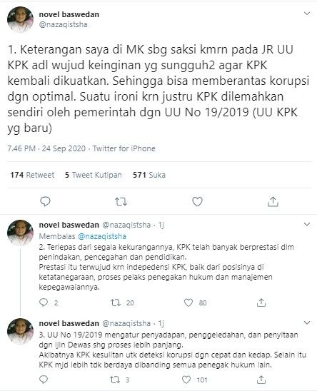 Novel Baswedan: UU Baru Buat KPK Tak Berdaya Dibanding Penegak Hukum Lain