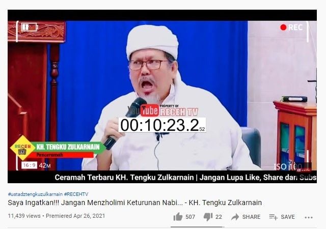 Tengku Zul Prediksi 10 Tahun Lagi Muslim di Indonesia Sisa Separuh
