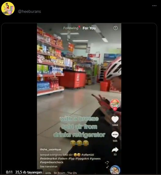 Viral Video Pesepeda Ngadem di Minimarket, Aksinya Banjir Kritik Warganet
