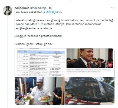 Atas Nama KPK, Firli Beri Penghargaan untuk Istrinya Sendiri Karena Mampu Bikin Lagu