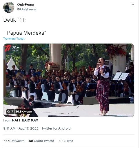 VIDEO Lyodra Ginting Teriakkan Papua Merdeka Saat Manggung di Istana Merdeka