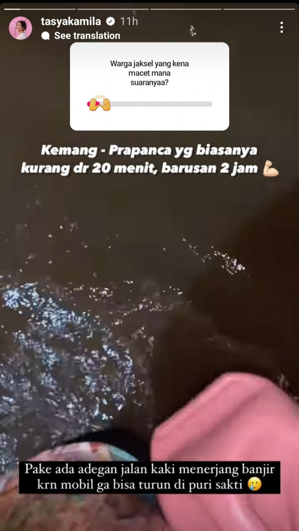 Tasya Kamila Jadi Korban Banjir Jakarta, Terjang Genangan Air Setinggi Lutut 