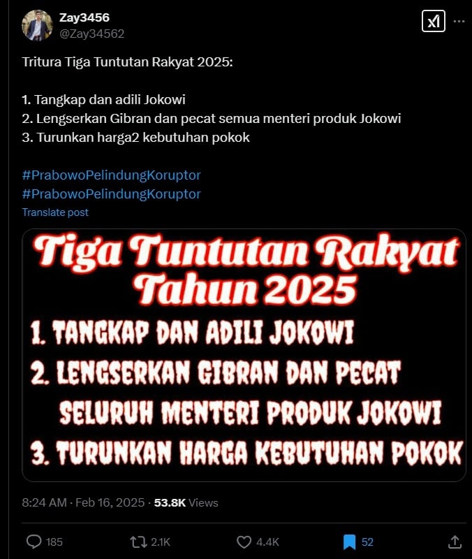 Tritura 2025 Menggema Bersama Indonesia Gelap, Netizen Tuntut Gibran Lengser