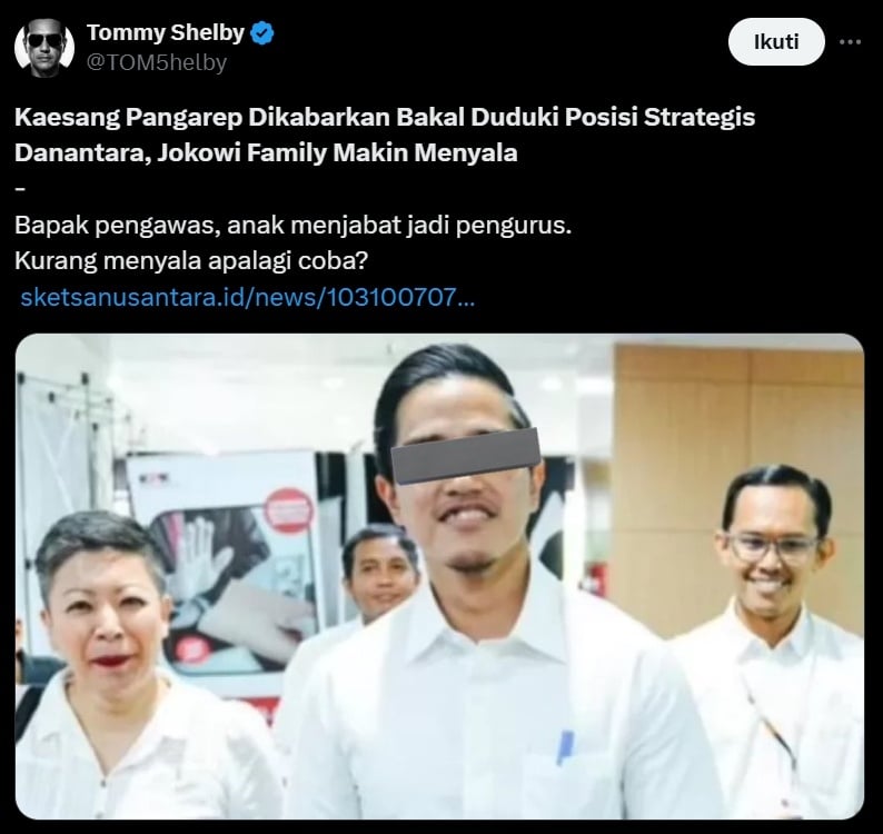 Susul Jokowi, Kaesang Dirumorkan Akan Duduki Posisi Penting di Danantara