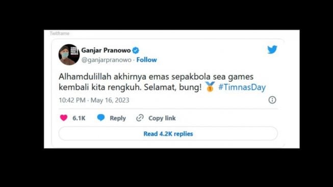 Kirim Ucapan Selamat Timnas Indonesia Juara Sepak Bola SEA Games 2023, Ganjar Pranowo