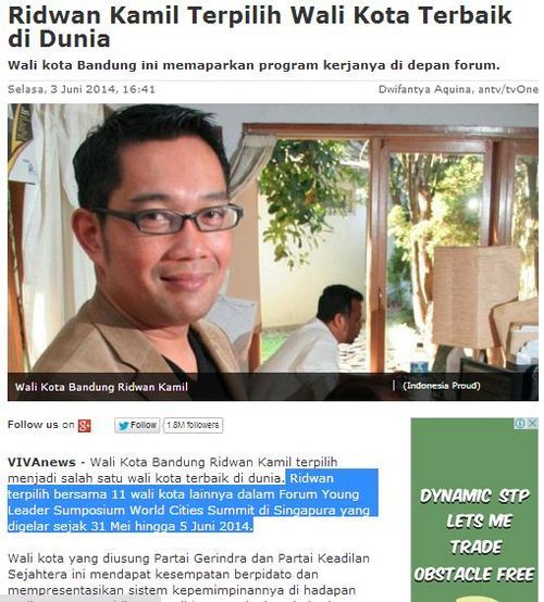 Bangun Singapura 20 Tahun, Lee Kuan Yew Ilhami Ridwan Kamil
