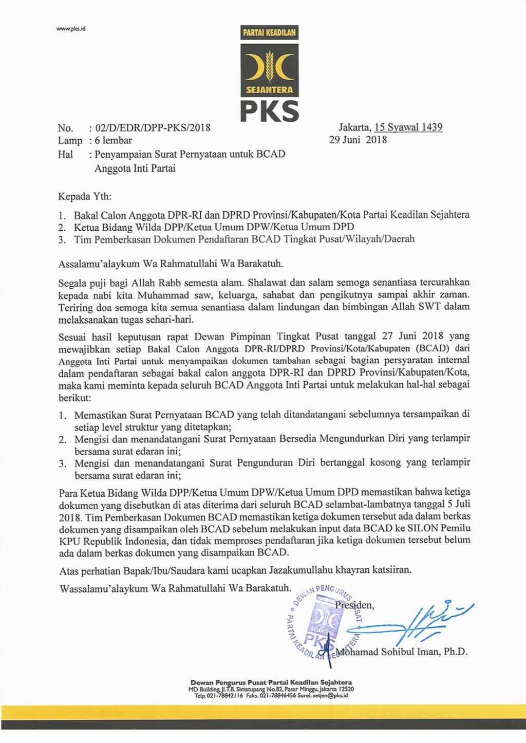 Akibat Tolak Surat DPP PKS: Dipecat dan Dicoret dari Daftar Caleg