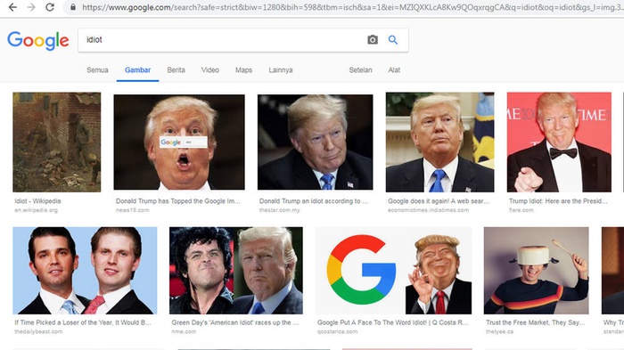 Mengapa Google Menampilkan Presiden Amerika Trump di Hasil Pencarian Gambar 'Idiot'?