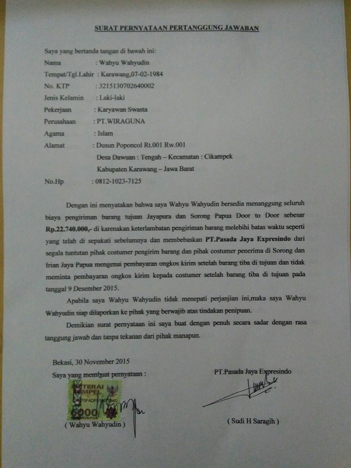 PENIPUAN EKSPEDISI PT. PASADA JAYA EKSPRESINDO