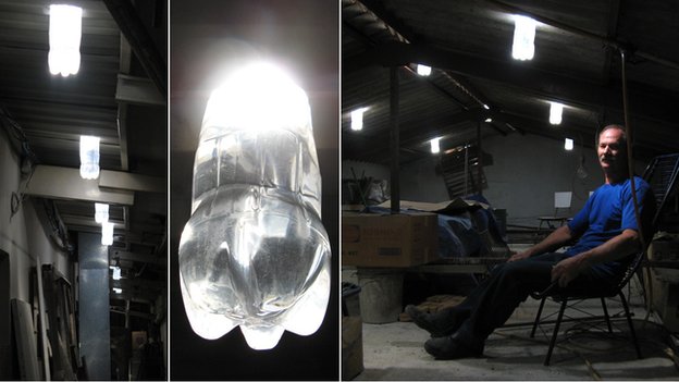 Lampu Tanpa Listrik dari Botol Bekas setara bohlam berdaya 40-60 watt 