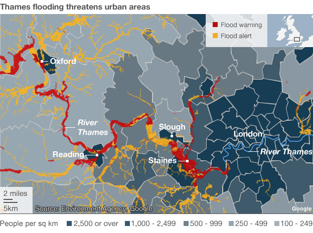 Sungai Thames meluap, Inggris pun banjir