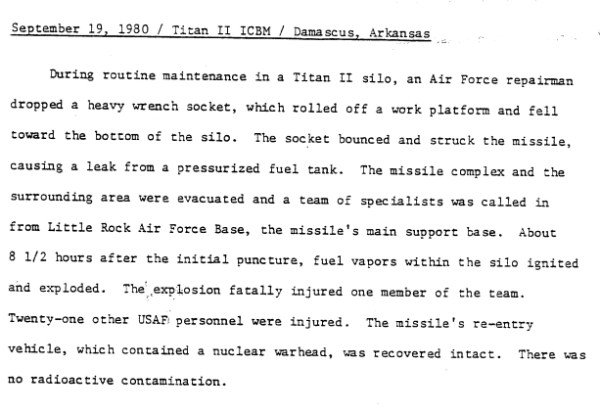“Accidents Involving Nuclear Weapons”