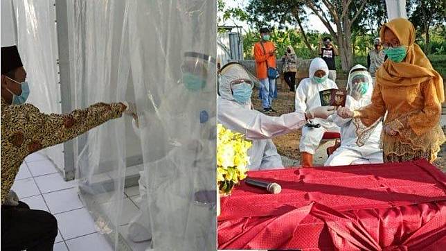 Pernikahan Mempelai Pria Positif Covid-19, Kedua Pengantin Terpisah 5 Meter
