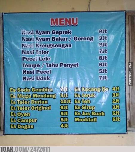 Berbagai Menu Makanan Absurd Warung ini Bikin Pelanggan Nangis Kejer, Kenyang Duluan!