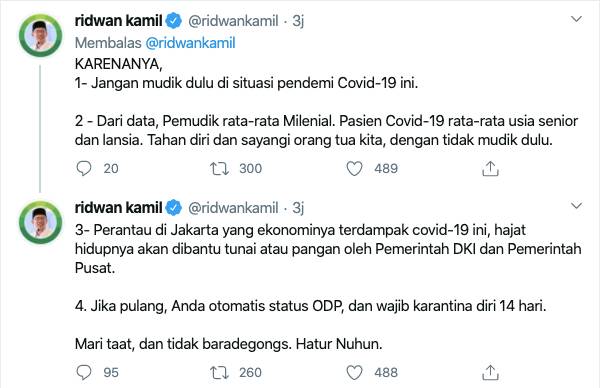Ridwan Kamil Tunjukkan Bukti Mudik Sebarkan Virus COVID-19