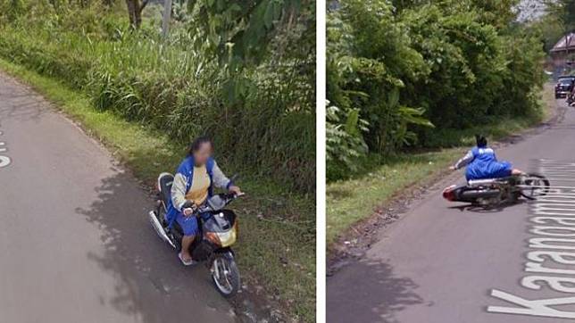 Kamera Google Rekam Seorang Ibu Jatuh dari Motor di Jawa Timur