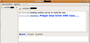 Kirim SMS Gratis di Pidgin