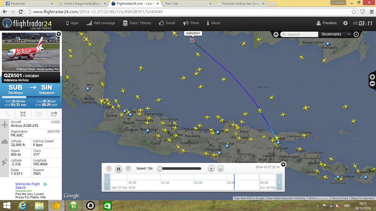 Pesawat AirAsia Tujuan Surabaya-Singapura Hilang Kontak