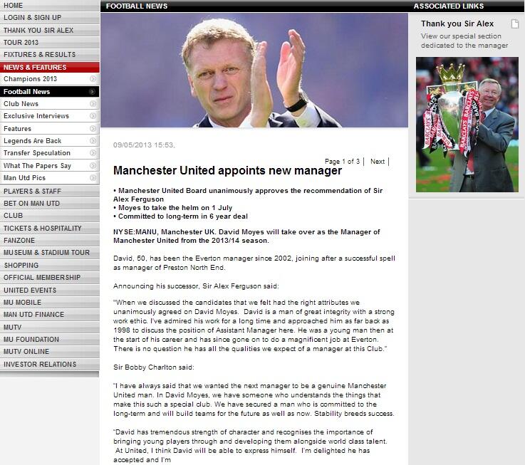 David Moyes is the NEW MANAGER of Manchester United