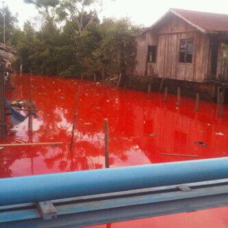 Sungai Bontang Tiba Tiba bewarna merah darah