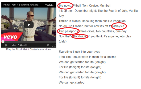 SHAKIRA DAN PITBULL DiHubungkan Dengan Malaysia Airlines MH370