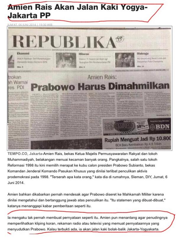 &#91;Sengkuni Mabuk&#93; Amien Rais &quot;Sentil&quot; Media yang Cerca Prabowo Selama Pemilu Presiden