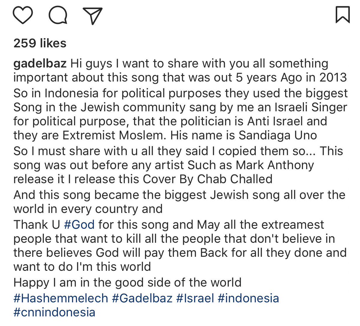 Gad Elbaz Buka Suara Soal Lagu Kampanye Anies-Sandi