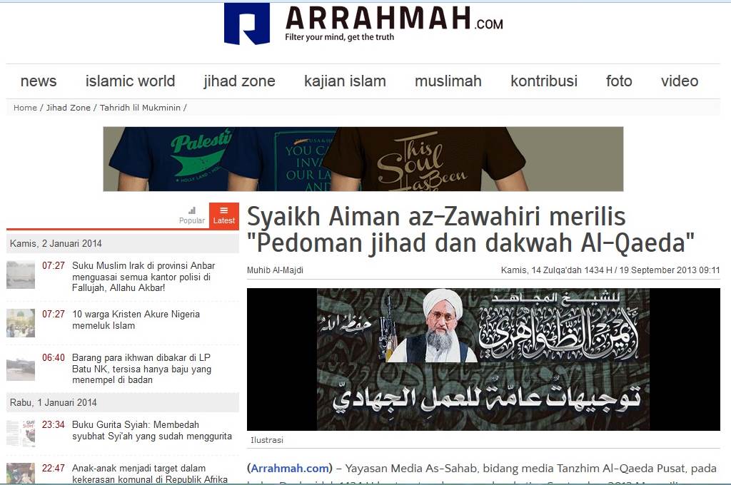 Pemimpin Al Qaidah pekan lalu berpesan akan ada teror di Indonesia