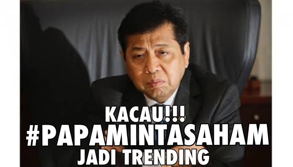 Trending di Twitter: Meme Setya Novanto Si Papa Minta Saham