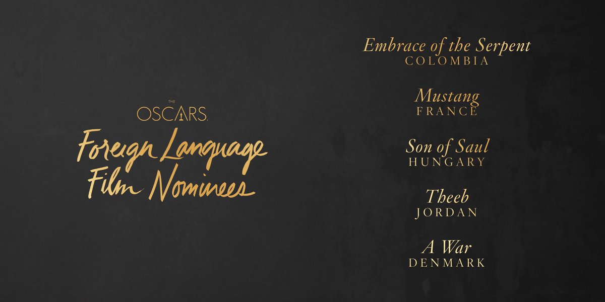 Complete List of 2016 Oscar Nominations