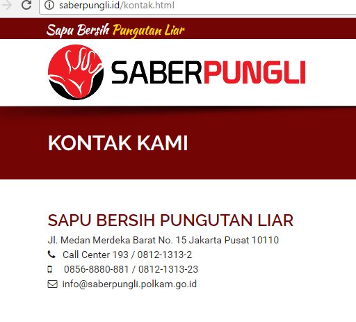 #SaberPungli Sapu Bersih Pungutan Liar SMS ke 1193 - Telepon call center 193