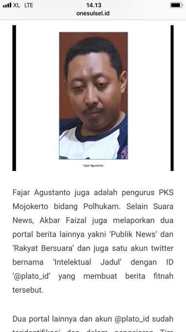 Pengurus PKS Ditangkap karena Sebar Hoaks Terkait Akbar Faizal
