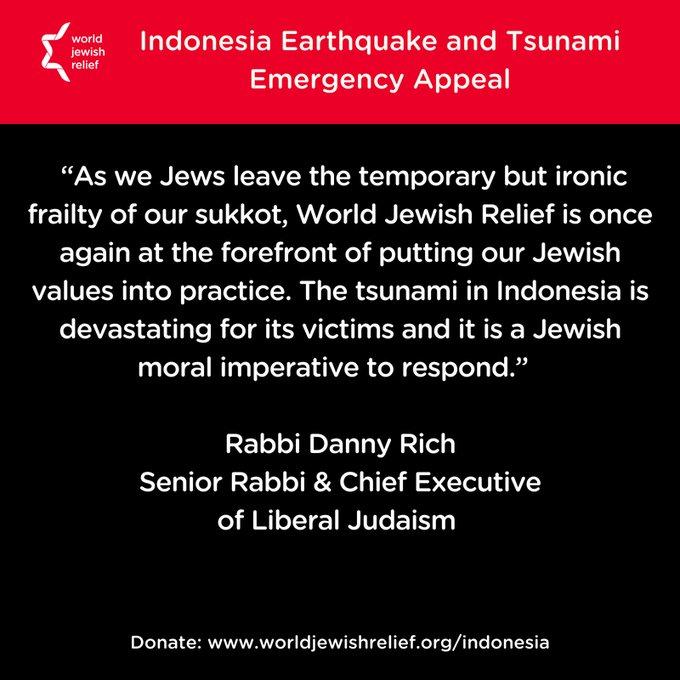 Komunitas Yahudi Galang Dana untuk Korban Gempa Palu-Donggala