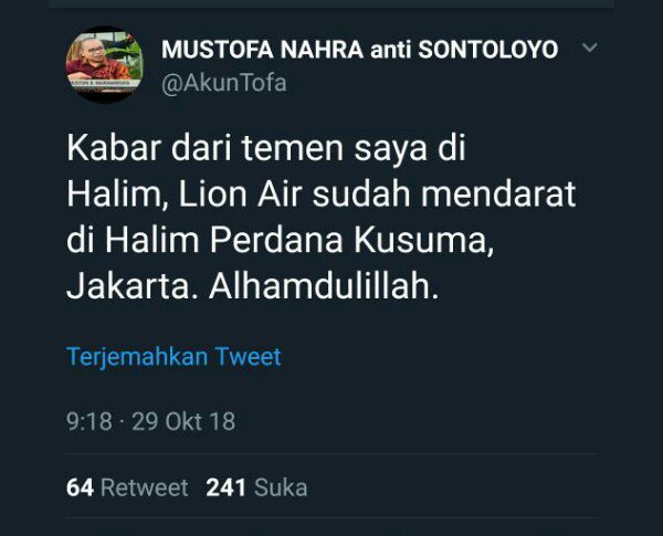 Relawan #2019GantiPresiden Sebar Hoaks Kecelakaan Lion Air