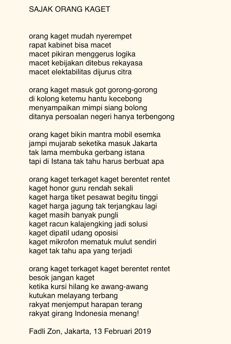 Bikin Puisi Lagi, Fadli Zon: di Kolong Ketemu Hantu Kecebong