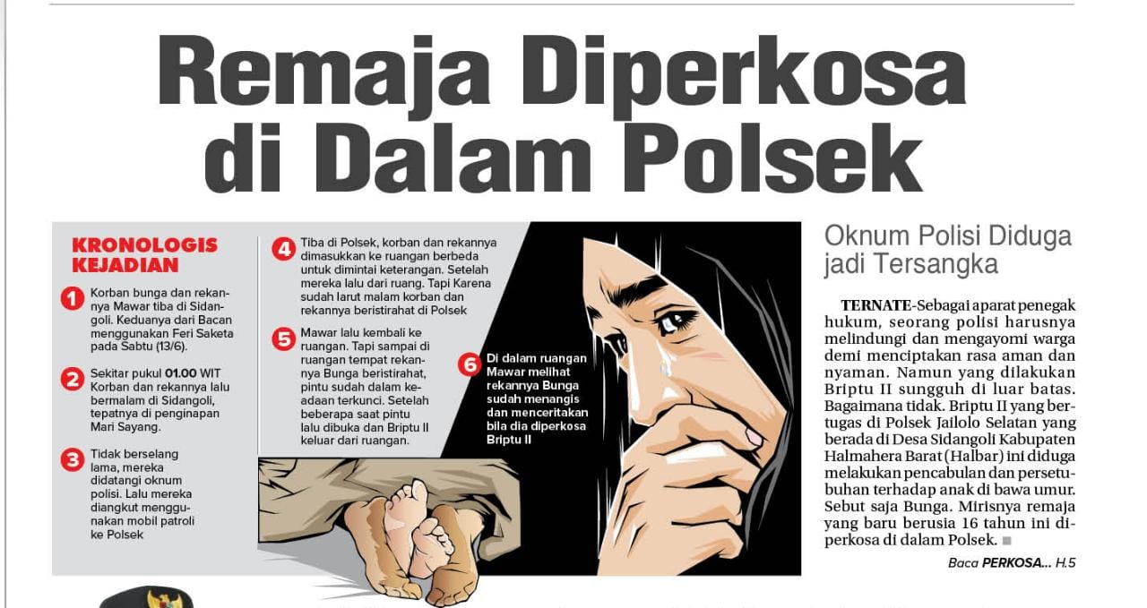 Polisi di Malut Perkosa Remaja 16 Tahun di Polsek 