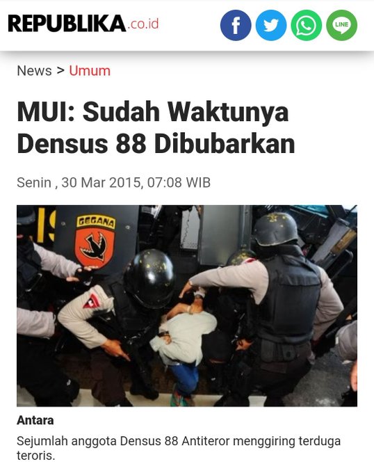 MUI Pernah Minta Densus 88 Dibubarkan, Netizen: Teroris Tidak Suka Densus 88!
