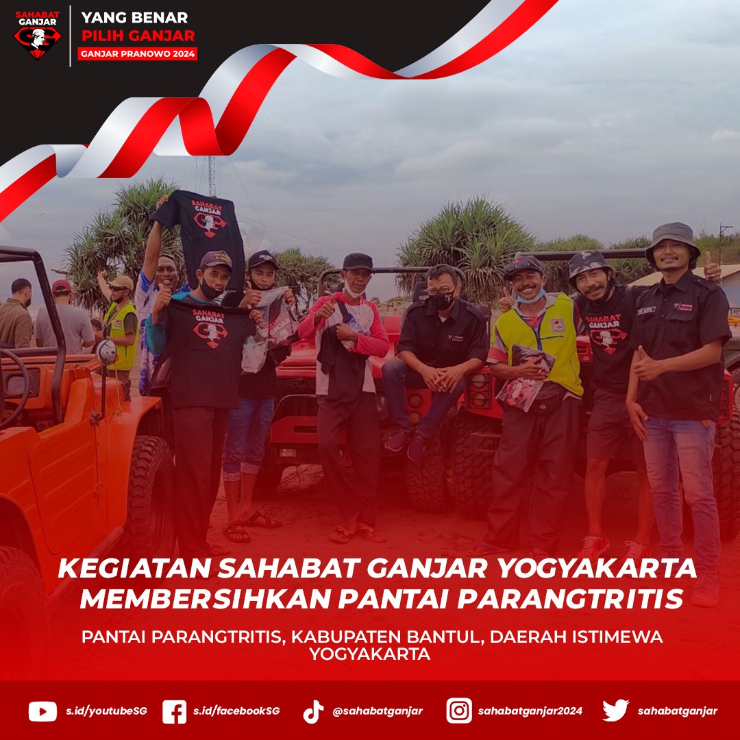  Relawan Sahabat Ganjar Jogjakarta, Bersih-Bersih Pantai Parangtritis 