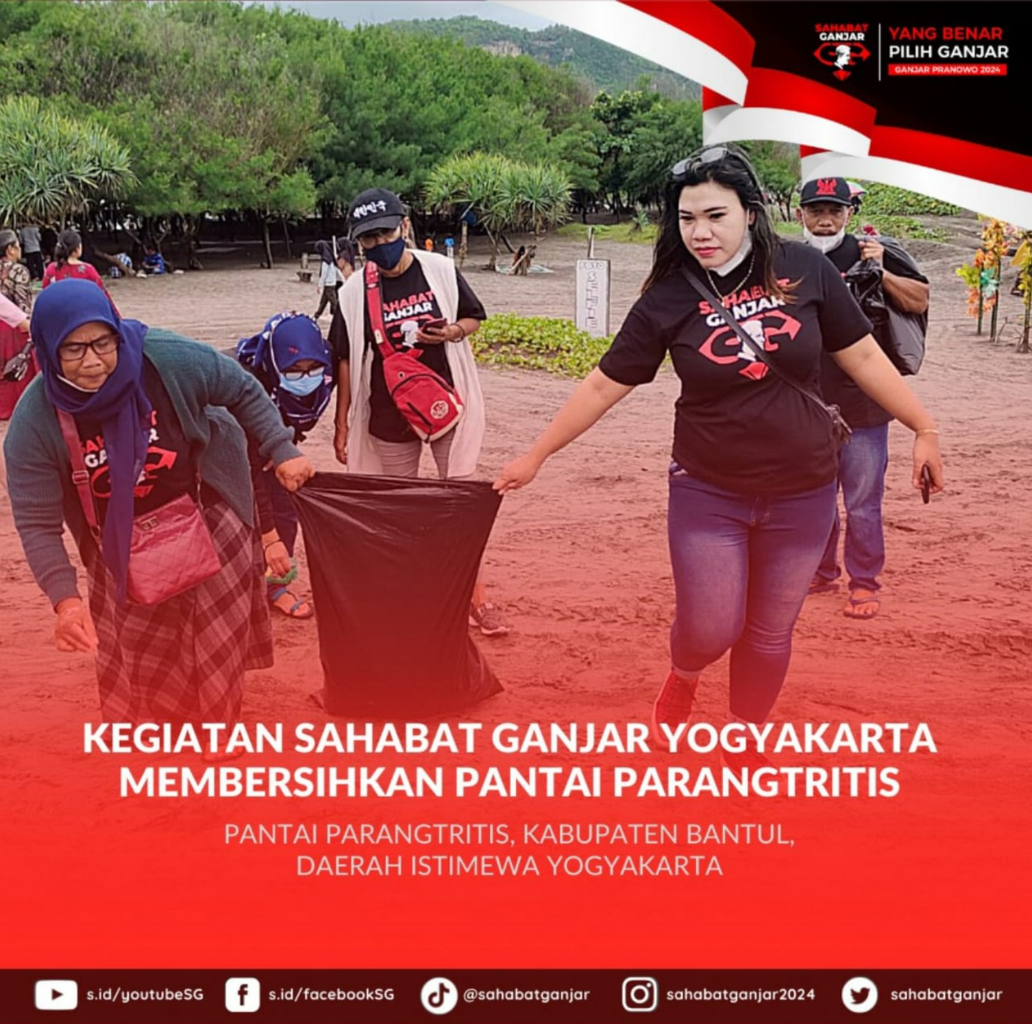  Relawan Sahabat Ganjar Jogjakarta, Bersih-Bersih Pantai Parangtritis 