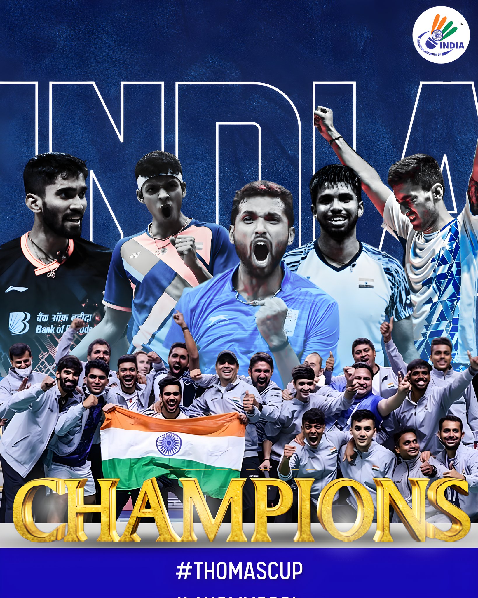India thrash Indonesia 3-0 to win maiden Thomas Cup title