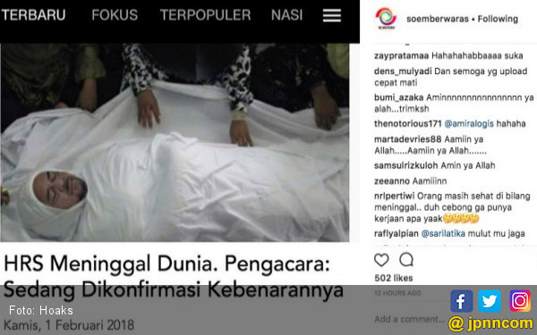 Habib Rizieq Disebut Meninggal Dunia, Tega Amat sih!