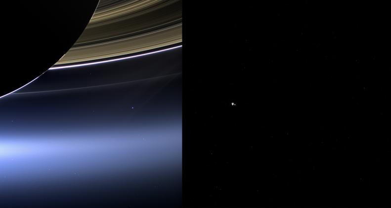 Wajah Bumi dan Bulan dari Saturnus