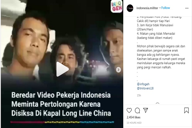 Muncul Video WNI Bekerja di Kapal China Mengaku Disiksa dan Tidak Digaji