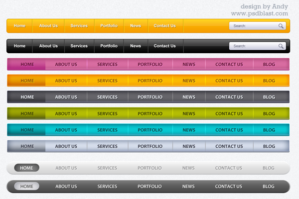 150++ web menu psd